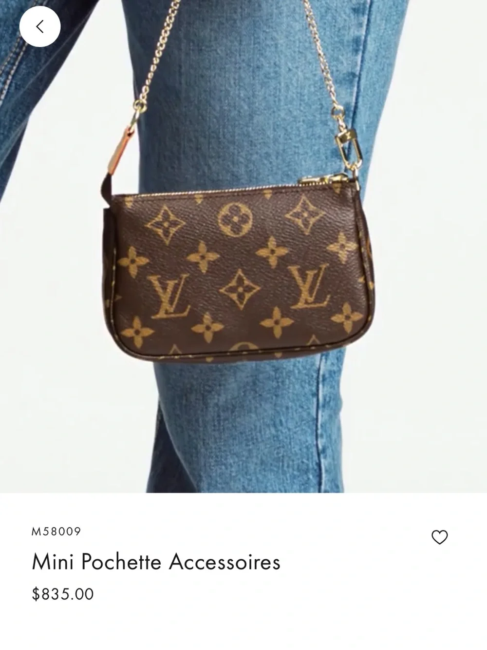 Louis Vuitton Mini Pochette Accessoires Brown Monogram with Gold Chain